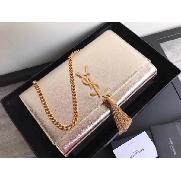 Quality Adjustable Straps Polyester Saint Laurent YSL Woc Bag With Zipper Closure Silver for sale