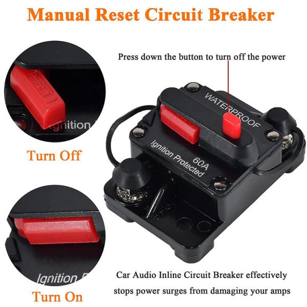 Quality 60 Amp Circuit Breaker 48V Manual Reset Single Pole On Off Switch For Truck for sale