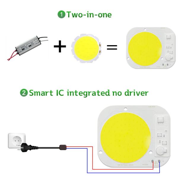 Quality Round 50W LED Chip High Power Driverless Full Spectrum AC220V for sale