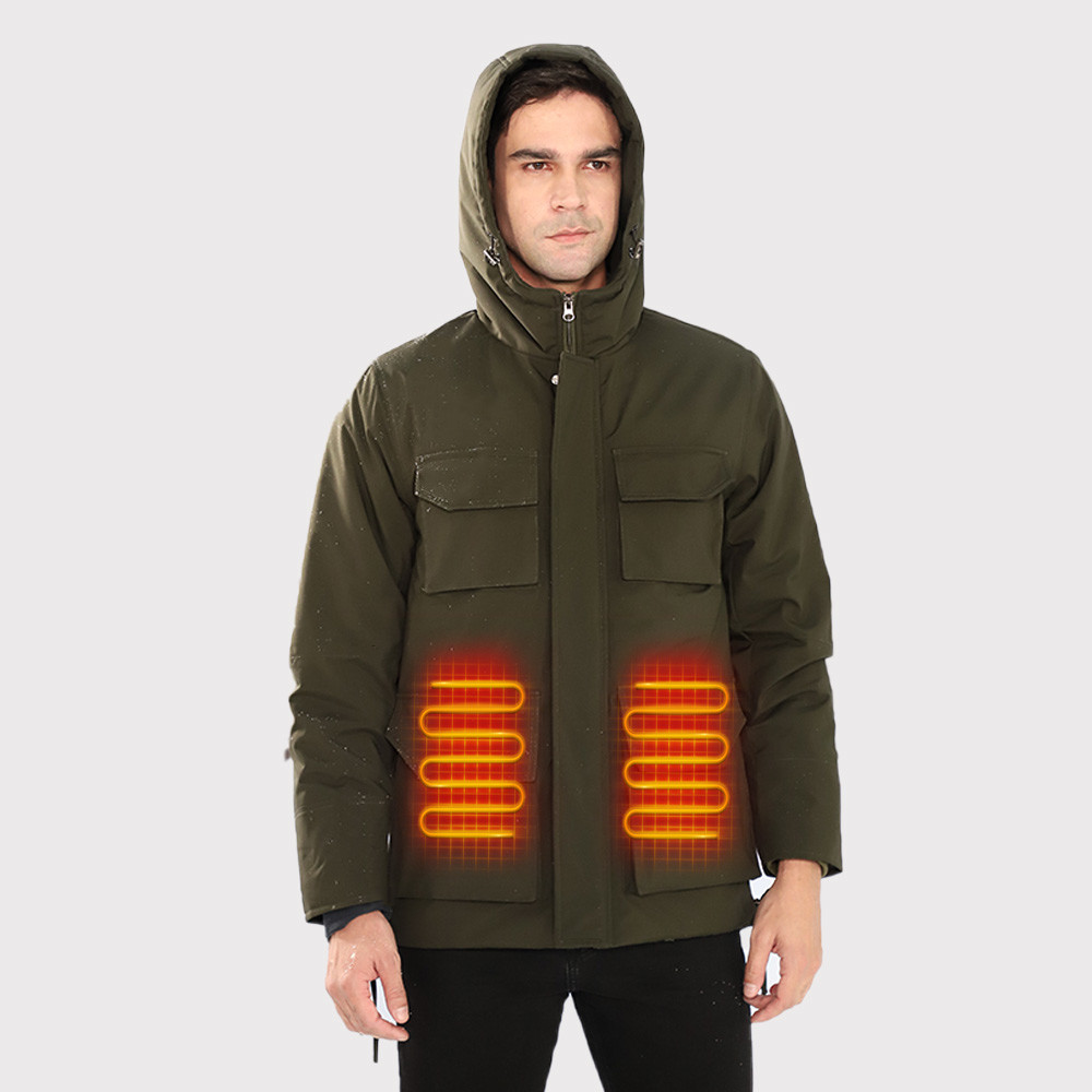 China Washable Men's Heated Body Warmers 7.4V Rechargeable Heated Jacket with 4 Heating Zones factory