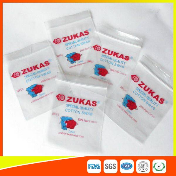 Quality LDPE Clear Plastic Bags With Zipper Reclosable For Medical Cotton Swab Storage for sale