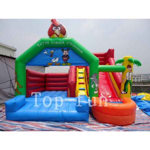 Quality Playground Kids Inflatable Jumping Castle with Slide , Commercial or Household for sale
