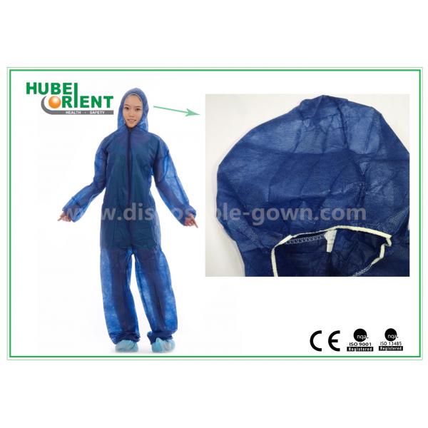 Quality Disposable Non woven long sleeve coveralls With Elastic Wrists and Ankles , Size custom for sale