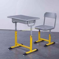 China Adjustable Metal Middle School Student Table And Chair With Iron / Aluminum Frame factory