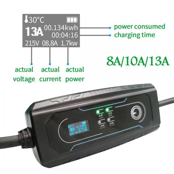 Quality Type2 8-16A 1P Portable Electric Vehicle Charger UK 3 PINS Outlet for sale