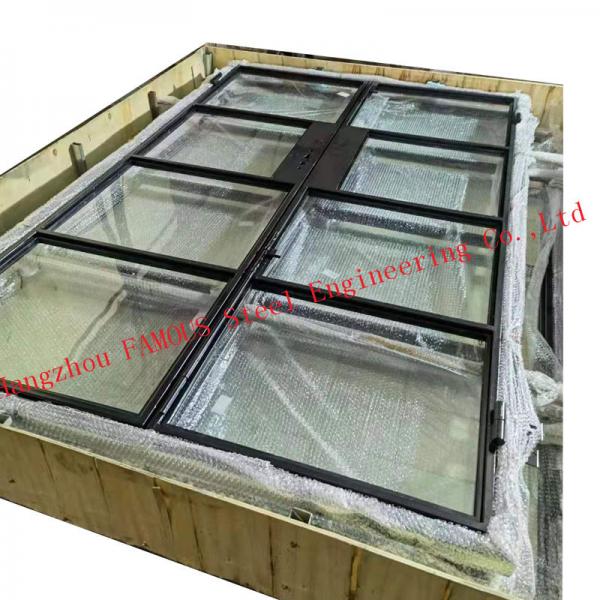 Quality Black Steel Frame Grill Toughened Glass Windows Doors Vintage Style for sale