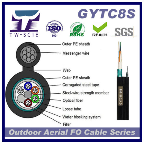 Quality GYTC8s 36 Core Steel Armored Fiber Optic Cable  direct buried fiber optic cable used in telecommuniction for sale