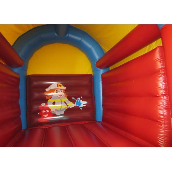 Quality Small Size Firefighting Car Kids Inflatable Bounce House With Arc Roof 3x4m for sale