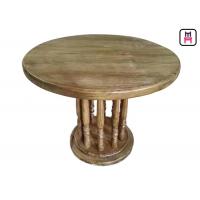 China Rustic Wood Top Restaurant Dining Table , Roman Column Vintage Round Dining Table for sale