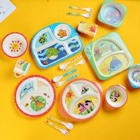 China Bamboo Fiber Childrens Dinner Set With Cute Animal Design And FDA Level factory