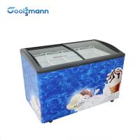 China 2m Length Ice Cream Display Freezer Showcase Energy Saving Clear Glass Cabinet factory