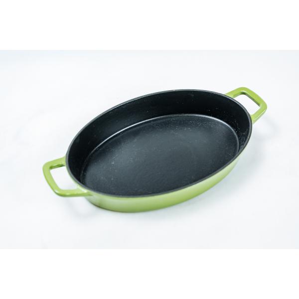 Quality OEM ODM Cast Iron Frying Pan Easy Lifting Oval Roasting Pan SGS for sale
