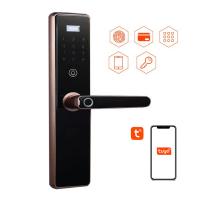 Quality Alkaline Battery WIFI Electronic Door Lock FCC TUYA APP Fingerprint Door Lock for sale