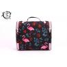 China Large Size Portable Makeup Bag , Waterproof Canvas Travel Pink Crane Lady Cosmetic Bag factory