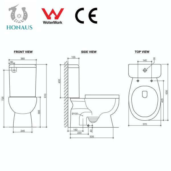 Quality S/P Trap Two Piece Toilet Bowl Dual Flush Water Closet OEM ODM Available for sale