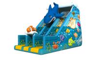 China Dark Blue Undersea World Lovely Dolphin Inflatable Dry Slide , 3 Years Guarantee factory