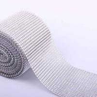 China 24 rows diamond crystal silver mesh net 10 yards roll for wedding cake box factory
