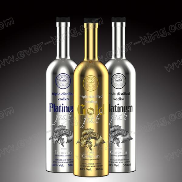 Quality Electroplated Spirit Wine Vodka Glass Liquor Bottle Customized 500ml for sale