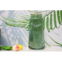 China Green Fluted Vase with Golden Metal Top Glass Vase Home Office Decorative Flower Holder factory