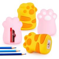 Quality Cat Paw Pencil Sharpener Manual Gift Mini Silicone Stationery For Kids Kawaii for sale