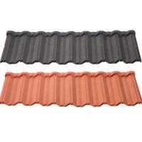 Quality Modern Classic Tiles Beige Red Stone Coated Roof Tile 0.50mm AZ150 Aluzinc Base for sale