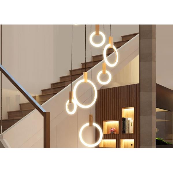 Quality Modern Circle Acrylic Villa Stair Hotel Dining Room Drop Lamp Lighting Fixture for sale