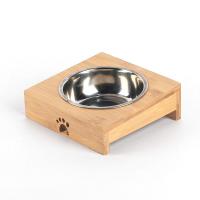 China Wooden Bowl Stand Pet Feeder with Stainless Steel Bowls factory