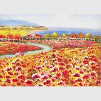 China Palette Knife Poppy Oil Painting Colorful Red Floral Canvas Painting for Home Decor factory