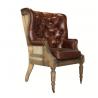 China Button Wingback Chair Antique Leather Armchairs With Deconstructed Wheels factory