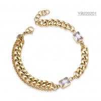 China 20cm CZ Gold Jewelry Bangle Thick Chain Big Rhinestone Bracelet factory