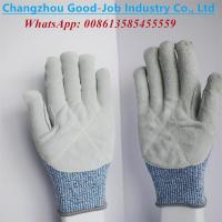 China 13G Finger Covered Cut Resistant HPPE Cut Proof Working Hand Gloves Level 5 Cow Split Leather Welding Gloves factory