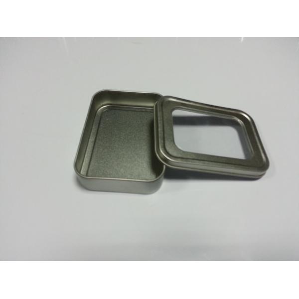 Quality Battery Square Metal Tin Container With PVC Window / Tin Boxes , 109*79*25mm for sale