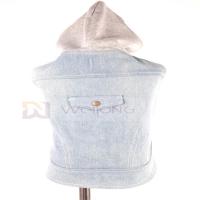 Quality Cotton Denim Puppy Hoodie Blue Vintage Washed Clothes XS-XL for sale