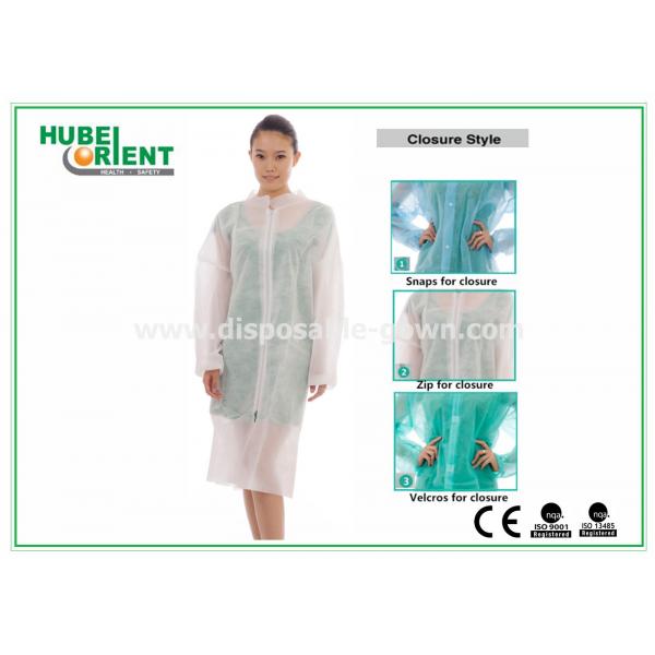 Quality Protective Clothing PP Disposable Lab Coats For Laboratory With Zip closure for sale