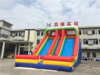 China Commercial Rainbow Double Lanes Inflatable Dry Slide For Kids With Logo Printing factory