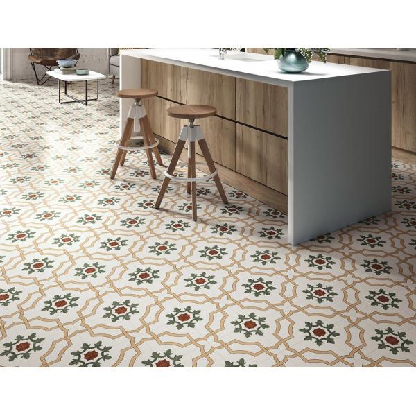 Quality SGS Green Floor Decorative Tile , 200x200mm 0.03 W.A Restaurant Ceramic Tile for sale