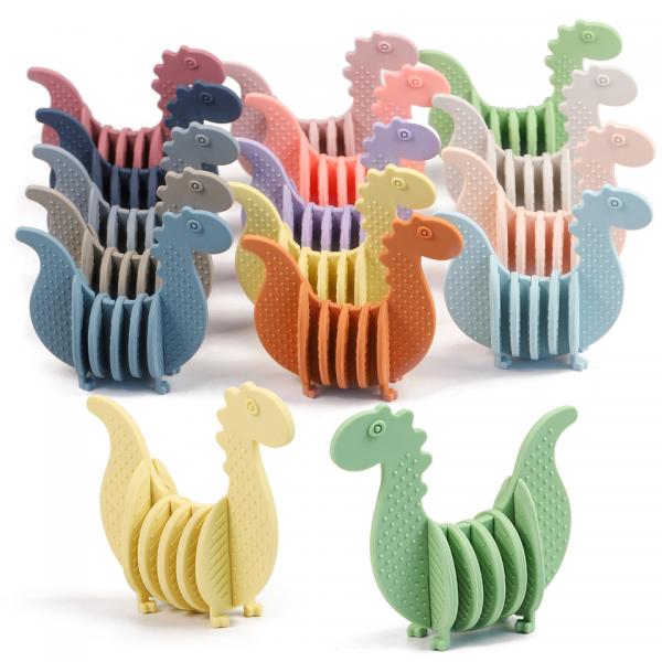 Quality Blue Silicone Dinosaur Teether Dinosaur Natural Rubber Teether for sale