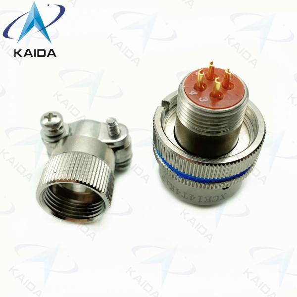 Quality 4 Contacts Plug Circular Electrical Connector Electroless Nickel Round Wire for sale