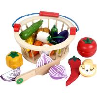 China Magnetic 10.5cm Wooden Fruit Cutting Set Wooden Fruit Basket Toy factory