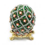 China Faberge Egg Trinket Jewelry Box with Rose for Sale Rose Jewelry Trinket Box Rose Green Egg Christmas Wedding Gift factory