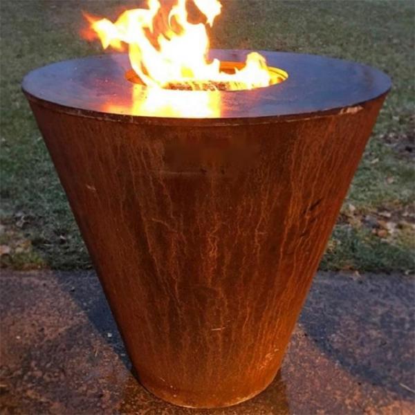 Quality Wood Burning Cone Weathering Steel Outdoor Cooking Grill For Camping Barbecue for sale