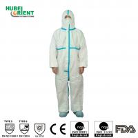 China Type 4/5/6 Splash Prevention MP Disposable Coverall With 2-Pieces Hood And Blue Tape factory