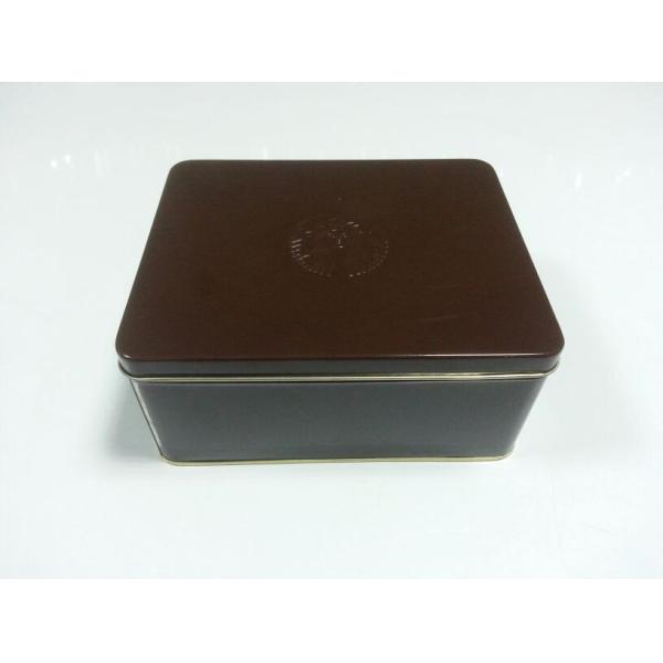 Quality Metal Black Square Tin Containers , Printed Food Cans / Medicine Boxes for sale