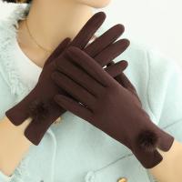 China Dark Red Acrylic 55g Women Touch Screen Gloves , Warm Cycling Gloves factory