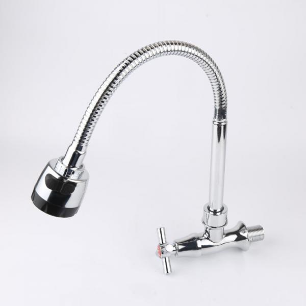 Quality Flexible Spout Kitchen Tap Cold Only With Two Functions Sprayer Wall Mounted In Chrome for sale