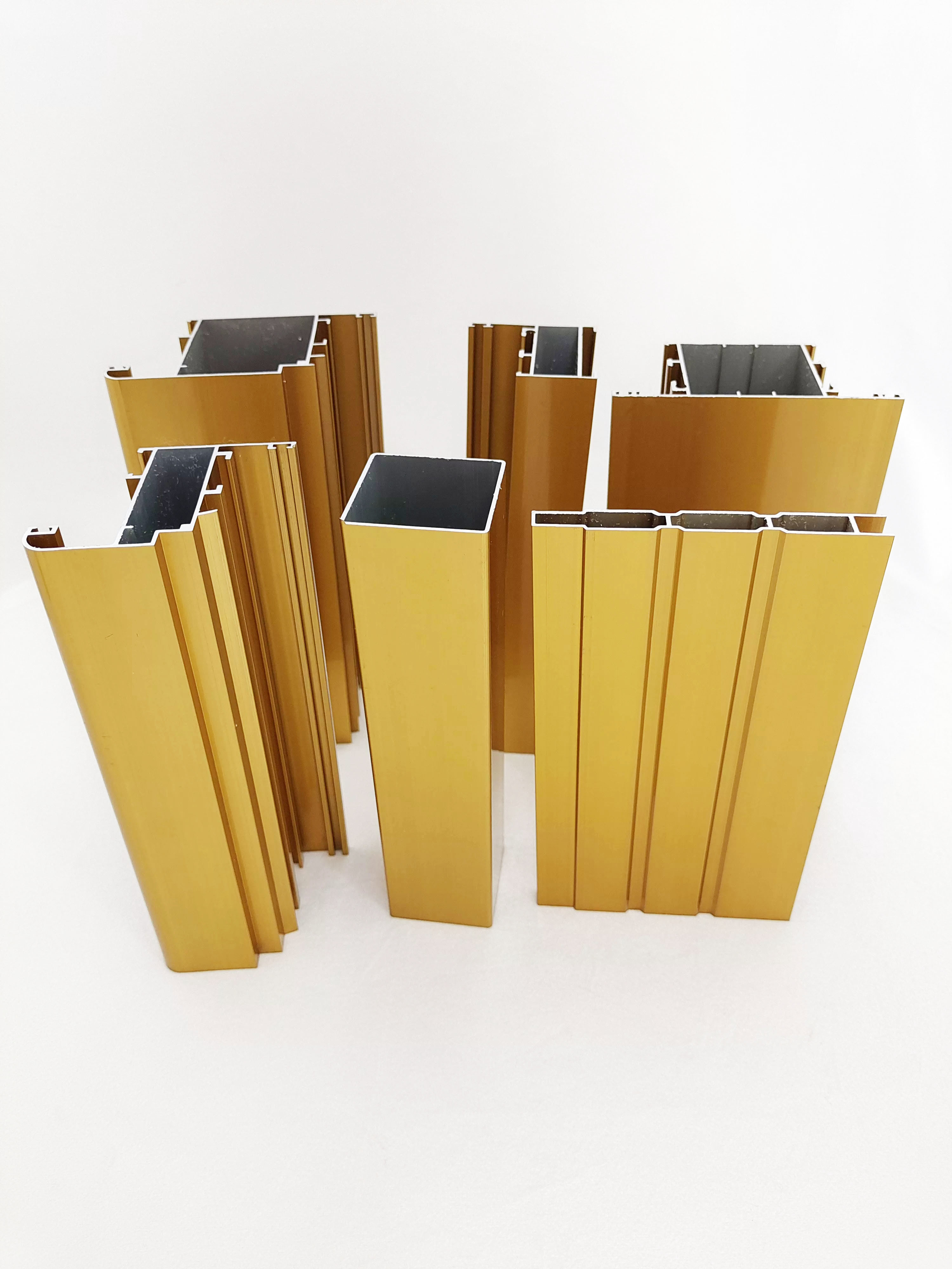 China Gold Anodizing Aluminum Windows Door Extrusion Profiles 1.3mm Thickness factory