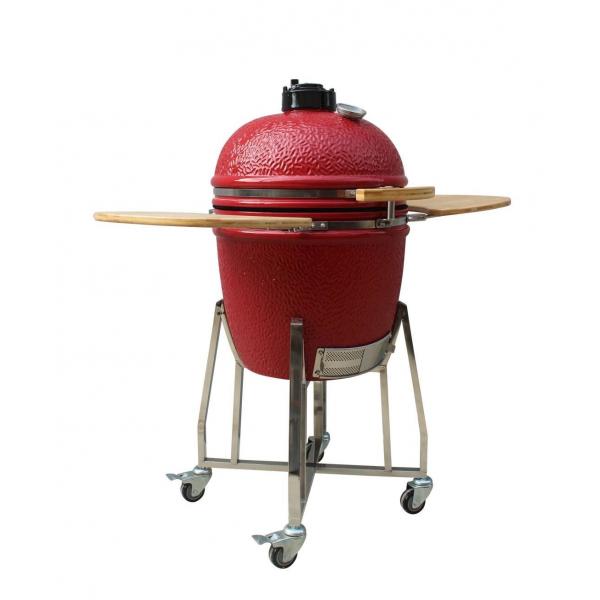 Quality Red Color Ceramic Kamado Grill 22 Inch Outdoor Charcoal Heat Resistant Mullite for sale