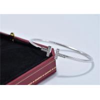 China 18K Gold White Gold Ankle Bracelets / Tiffany T Wire Bracelet With Diamonds for sale