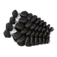 Quality 3 Bundles / 300g Indian Human Hair Weave Bundles Loose Wave Virgin Hair for sale