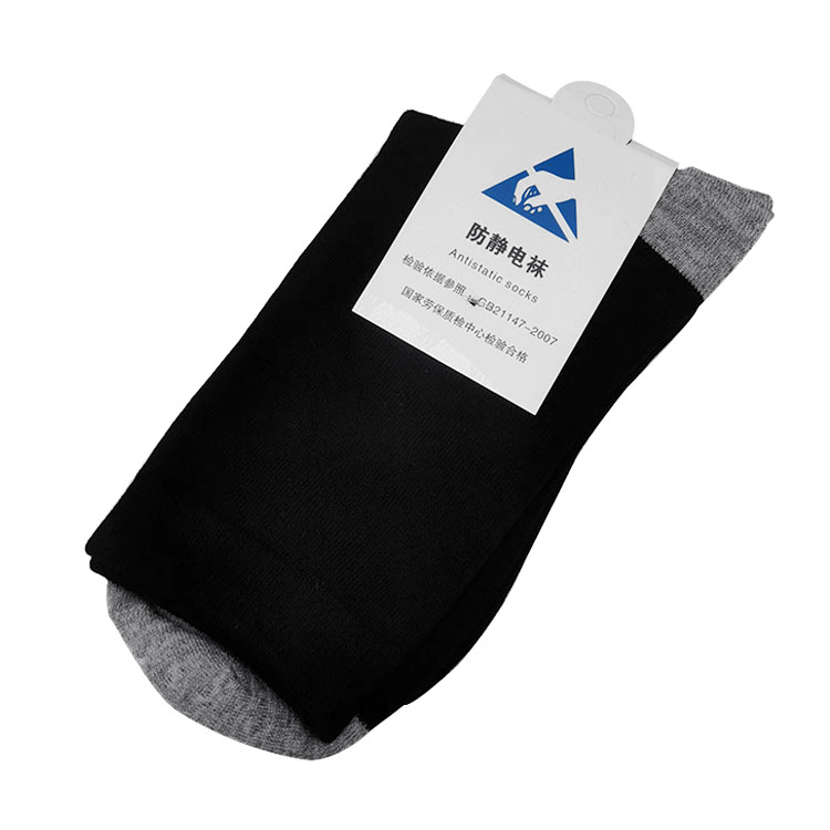 China Cotton Conductive Fiber Anti Static Earth Grounding Socks Cleanroom Safety ESD Socks factory